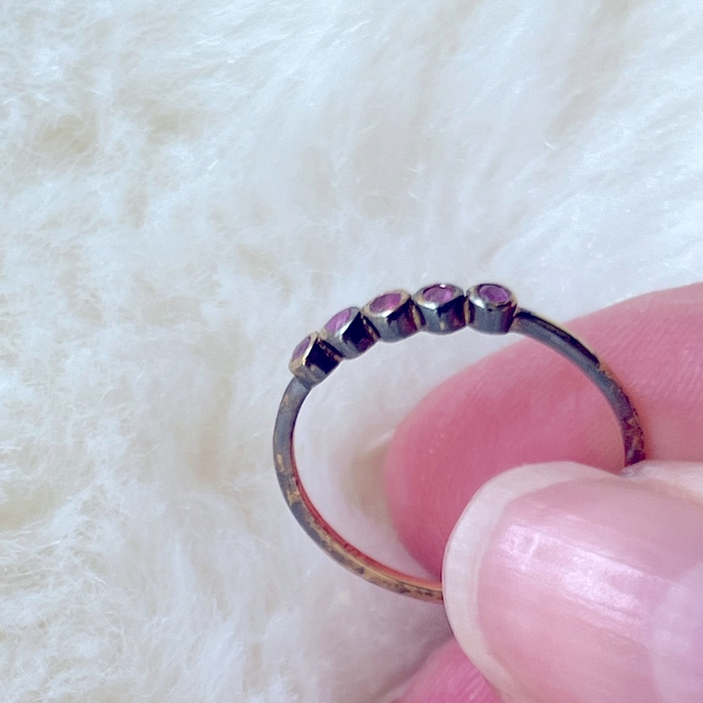 Leah Alexandra Pink Sapphire Good Plated 3 Ring Set. - Picture 2 of 6